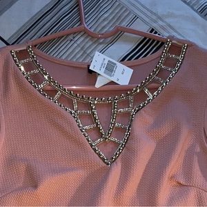 Mauve Color Dress with Rhinestone